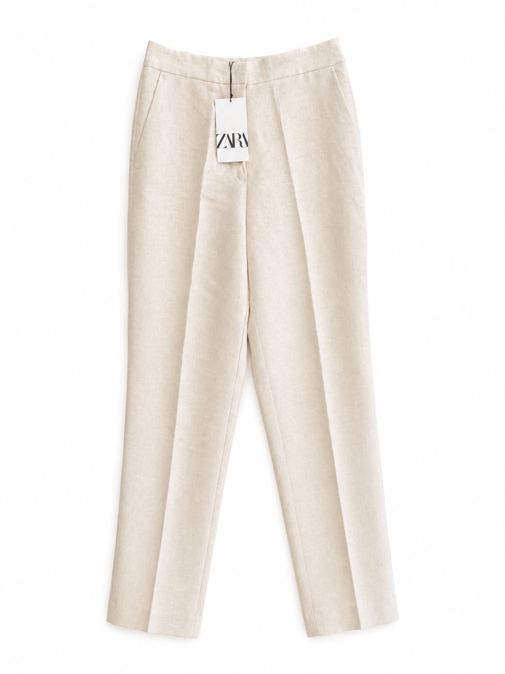 Zara Cream Linen Tailored Trousers, Old money style